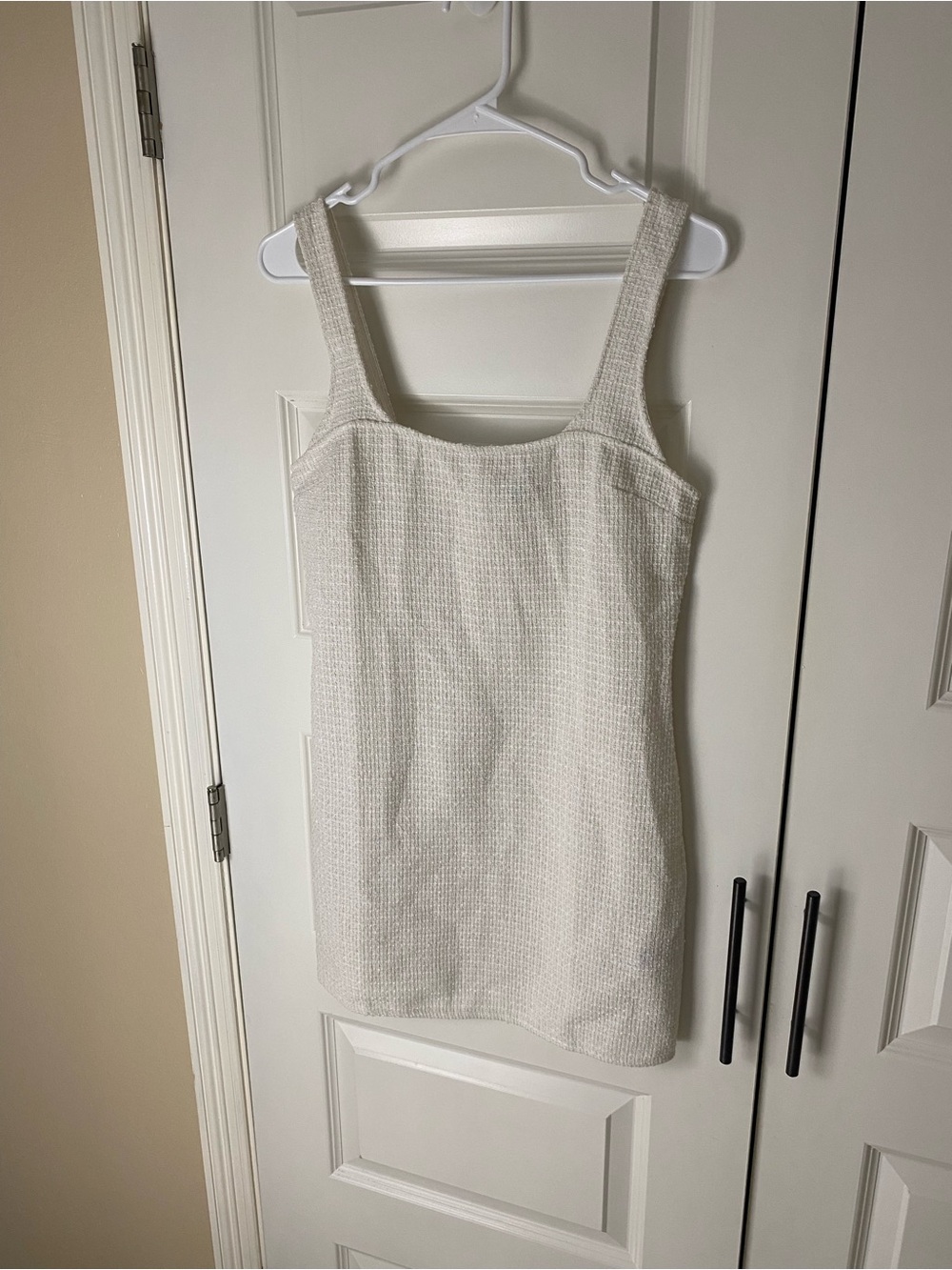 H&M White Textured Tank Mini Dress